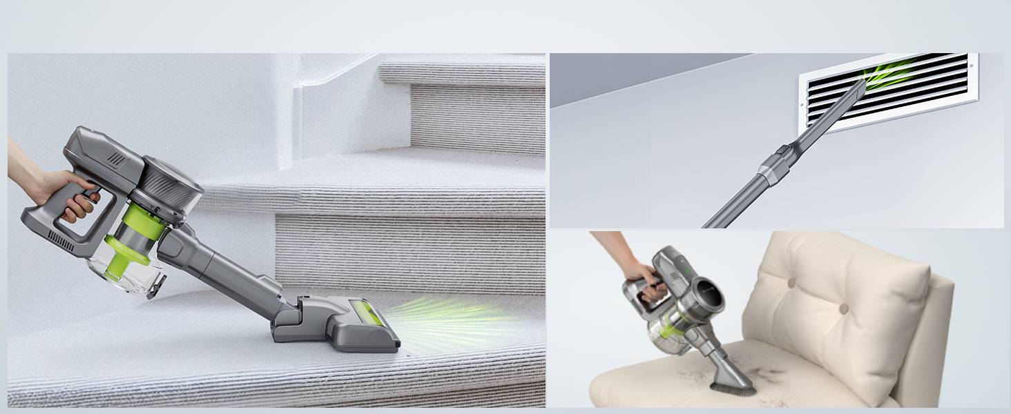 Бездротовий акумуляторний пилосос Kalado 27000Pa, 250W, 45 хв роботи, 1000 мл, для твердих поверхонь, плитки, шерсті тварин, зелений