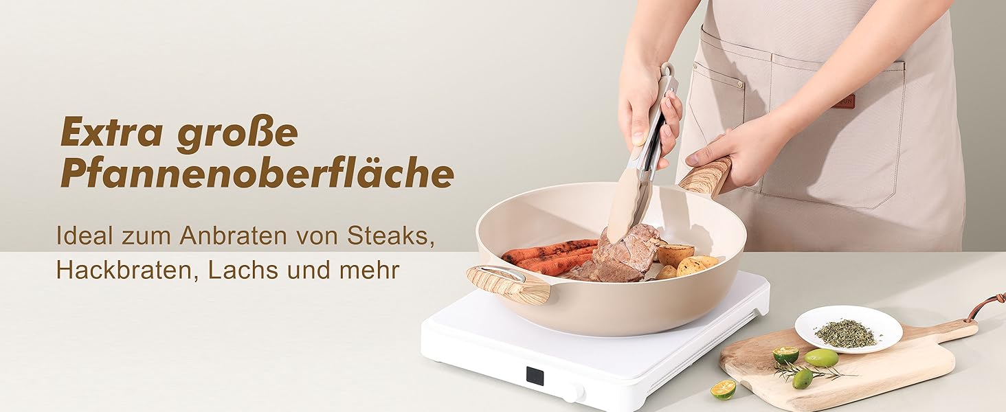 Сковорода SENSARTE з антипригарним покриттям, 30 см, кераміка, гранітне покриття, для плити та індукції, без PFOA/PTFE/PFAS