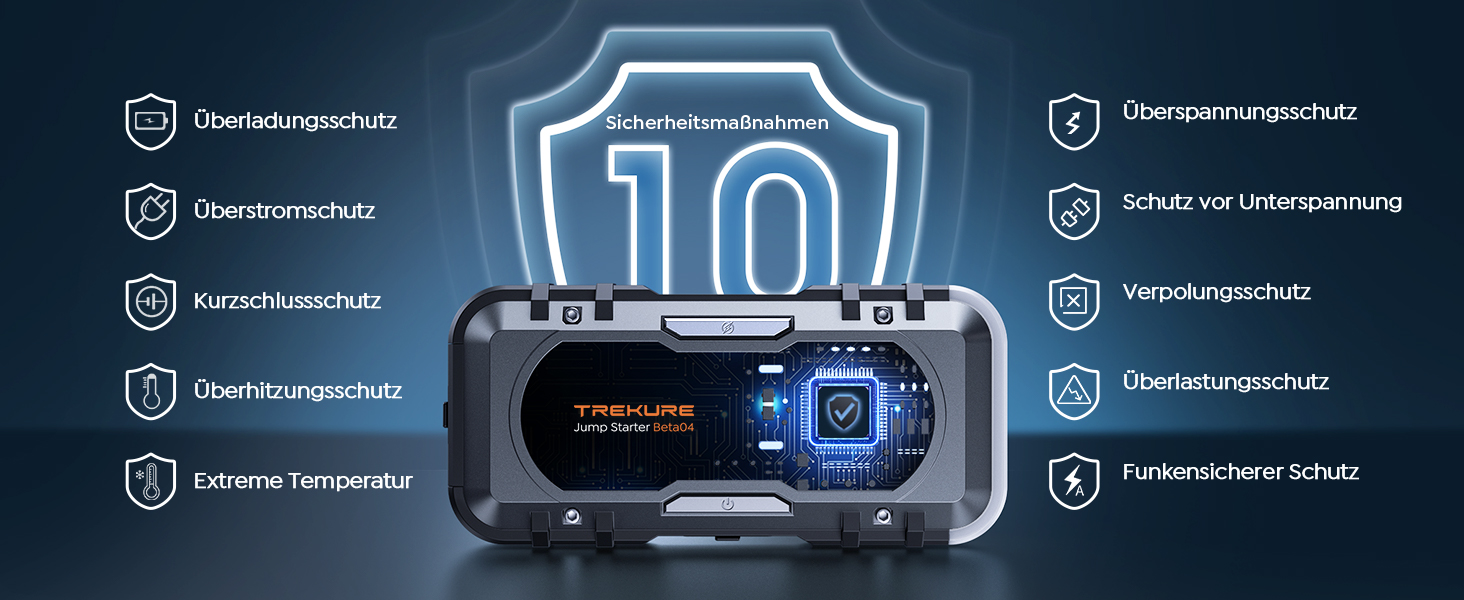 Повербанк для автомобіля TREKURE 27000mAh, 6000A, 12V, з LED-ліхтарем 600 люмен, швидка зарядка 65W