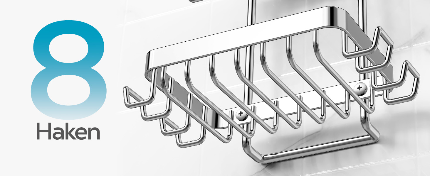 Підставка для мила Nieifi з двома ярусами та зливом, нержавіюча сталь, без свердління, для душової кабіни та ванної кімнати (срібляста)