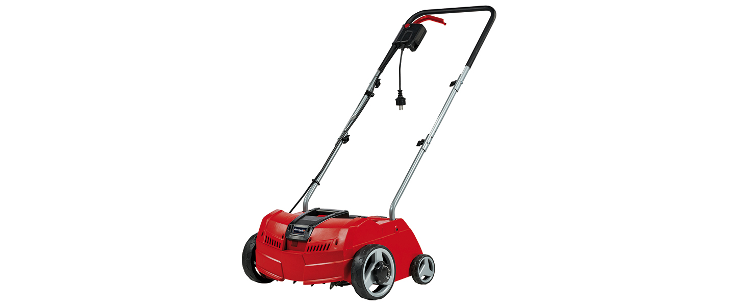Електричний аератор-скарифікатор Einhell GC-ES 1231/1, 1200 Вт, для газону до 300 м², 8 подвійних лез, 3 рівня глибини, складана ручка
