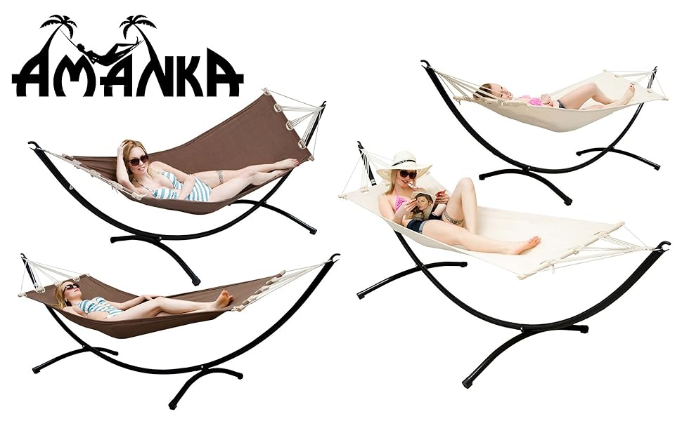 Гамак AMANKA з каркасом для однієї людини, 300 см, до 120 кг, 190x80 см, садовий гамак для балкона та саду, підвісне ліжко Boho стиль