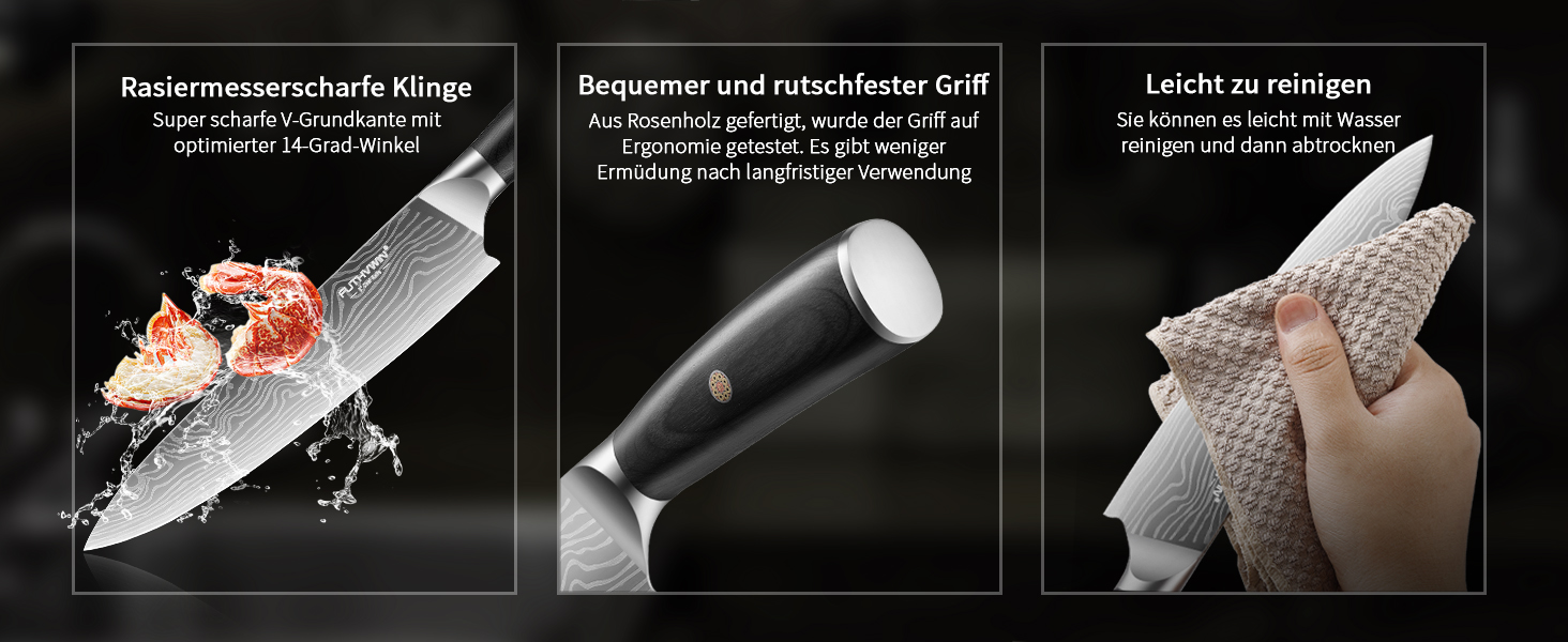 Набір кухонних ножів FUTHVWIN 7 предметів: професійний набір з японської високоякісної сталі з ергономічною ручкою, у подарунковій коробці