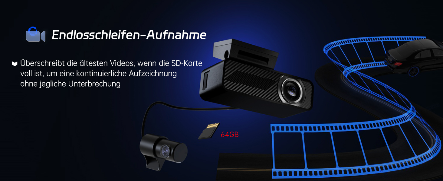 Відеореєстратор Pelsee P1 Duo 4K з двома камерами (передня та задня), Wi-Fi 5G, 64GB, IPS дисплей 1.5