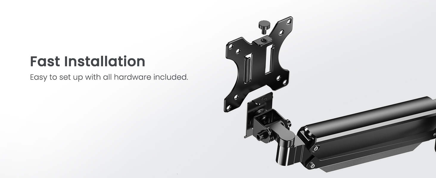 Кріплення для монітора HUANUO, 2 монітори, 17-32 дюйми, газ-амортизатор, VESA 75/100 мм, 8 кг, для геймінгу