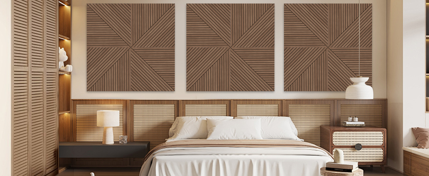 Акустичні панелі JBER (6 шт), самоклеючі звукопоглинаючі стінові панелі для офісу, студії та дому, 180 x 120 см, колір тик