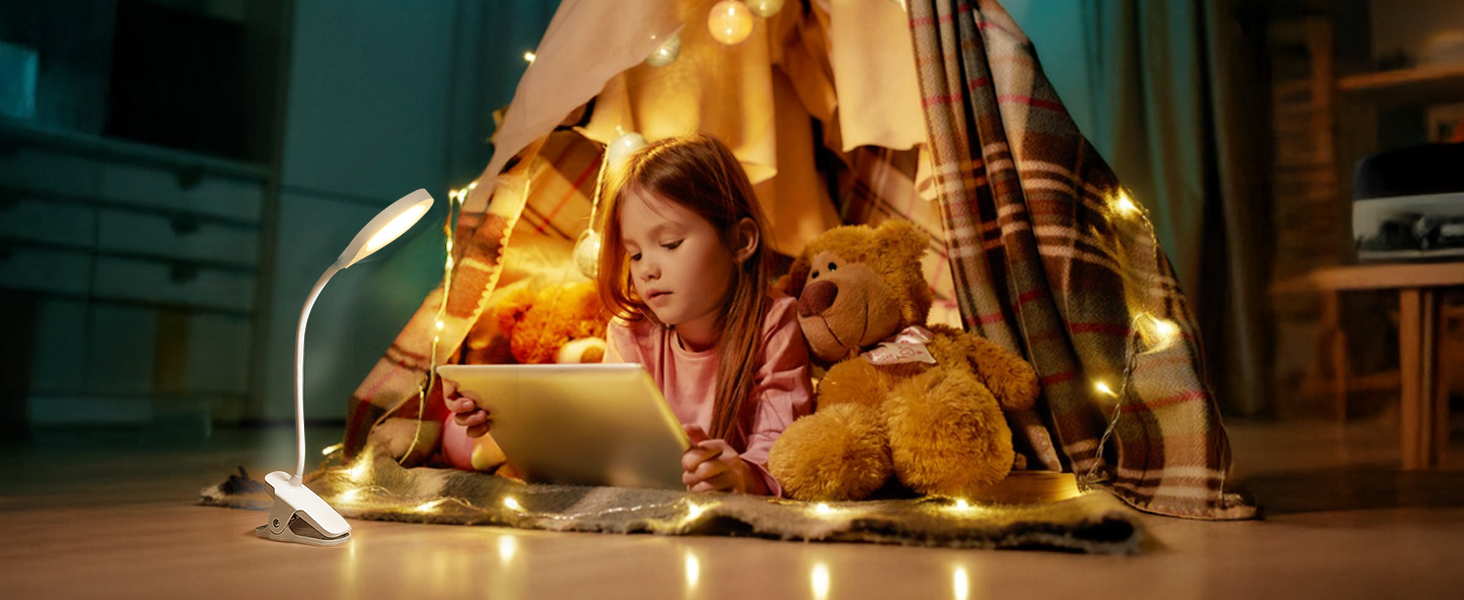 LED лампа для читання Akynite з акумулятором, 5 кольорів та 5 рівнів яскравості, кріпиться на ліжко, дитяча лампа для пеленального столика, біла