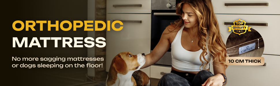 Ортопедичне ліжко для собак великих порід, диванчик для собак з високим бортиком, ліжко для домашніх тварин, собаче ліжко-софа, бавовняне льон та штучне хутро (Сірий, L(90 * 68 * 20 см))