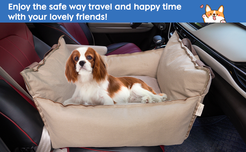 Автокрісло для собак 2-в-1 з ременем безпеки: автокрісло та ліжко для собак, знімний килимок та чохол, миється, для собак маленьких та середніх порід, сірий & блакитний