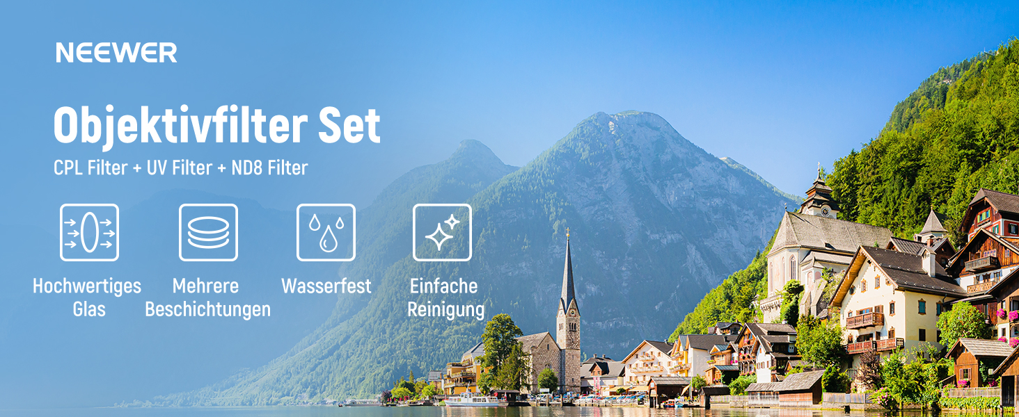 Набір фільтрів для об'єктива камери NEEWER 58mm: UV, CPL, ND8 - захист, поляризація, нейтральний фільтр
