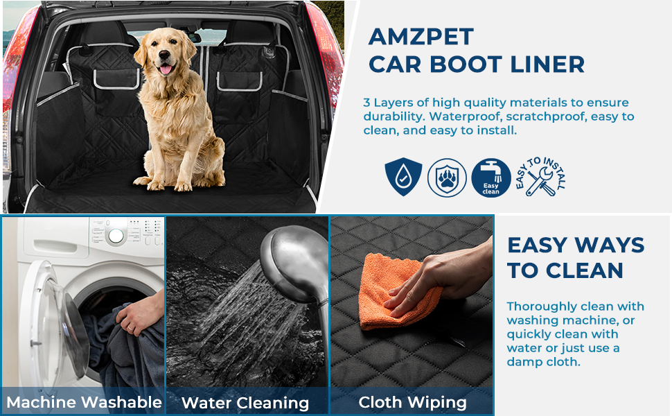 Захисний чохол на сидіння для собак AMZPET – водонепроникний, антиковзкий, стійкий до подряпин, міцний, 56 x 45 x 122 см, для маленьких автомобілів (купе або хетчбек), степене дизайн