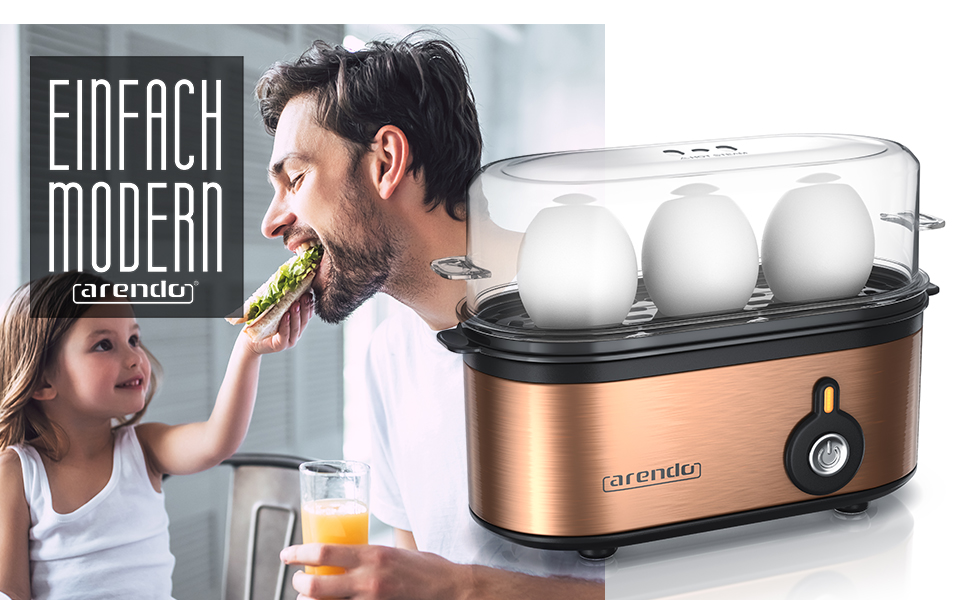 Електричний яйцеварка Arendo Threecook з нержавіючої сталі - 1-3 яйця, регулювання ступеня готовності, BPA-free, GS-сертифікат