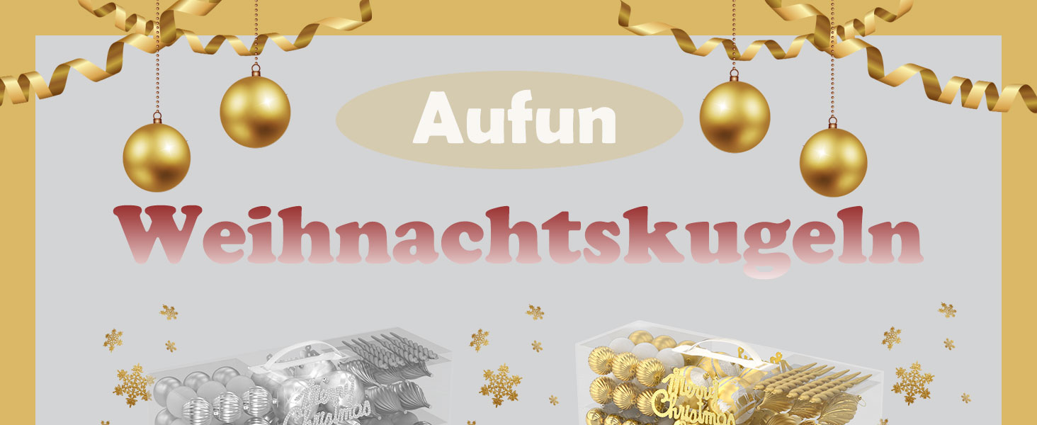 Набір прикрас для ялинки Aufun 108 шт. Преміум якість, пластик, з верхівкою, ялинкові кулі, зірки, безпечні прикраси, ялинкові кулі багаторазового використання, декор для ялинки (шампань, срібло)