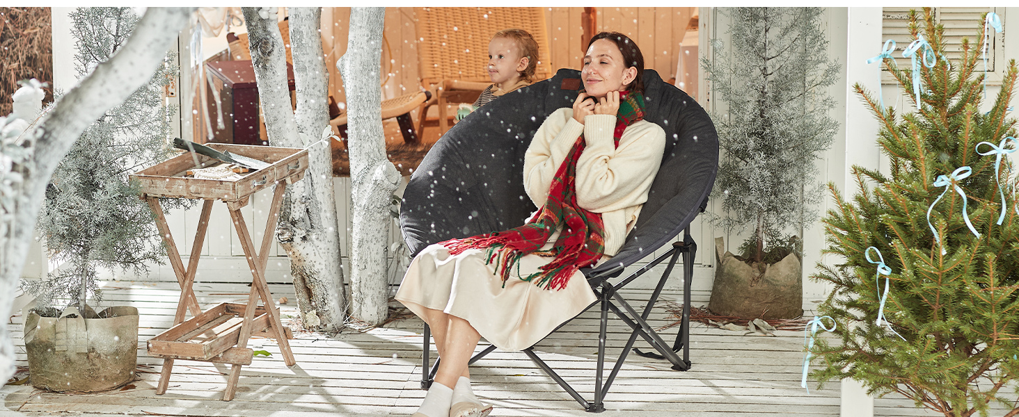 Крісло-місяць EVER ADVANCED Luxus XXL для кемпінгу, складне, до 150 кг, сіре. З подушкою, для саду, балкону, приміщення