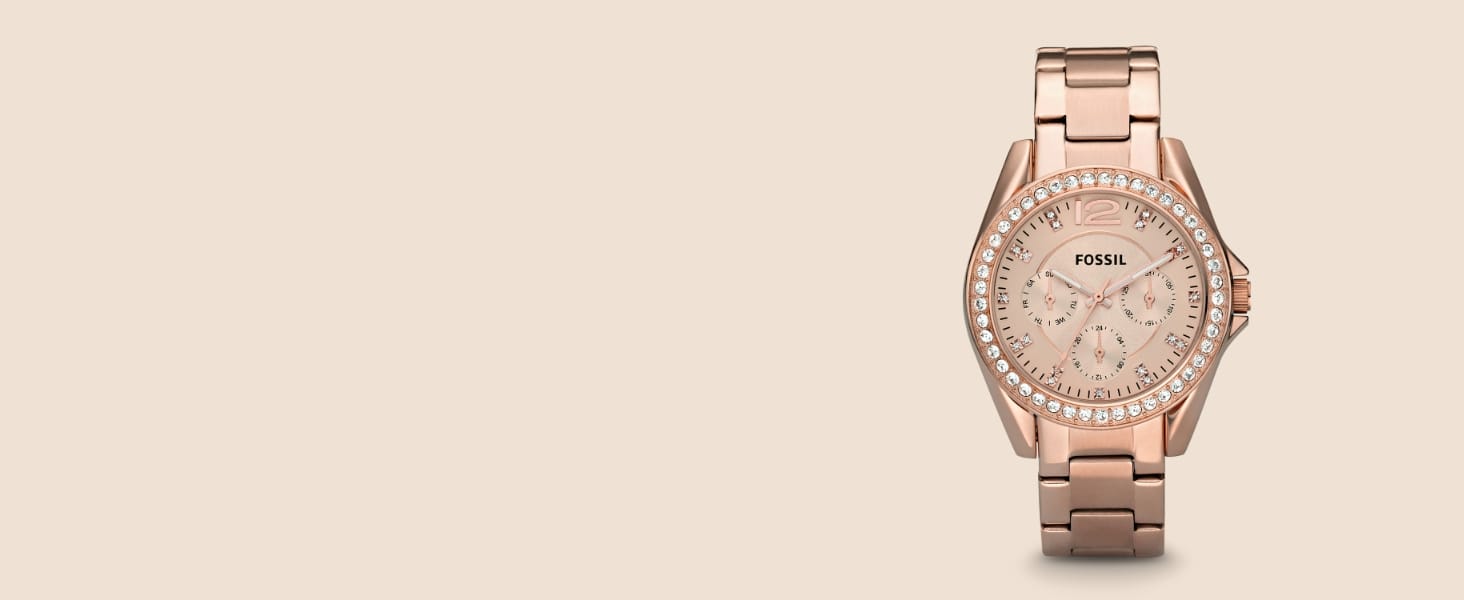 Годинник Fossil Riley для жінок: кварцовий хронограф з нержавіючої сталі або шкіряним ремінцем, золотистий колір, блискітки, 38 мм