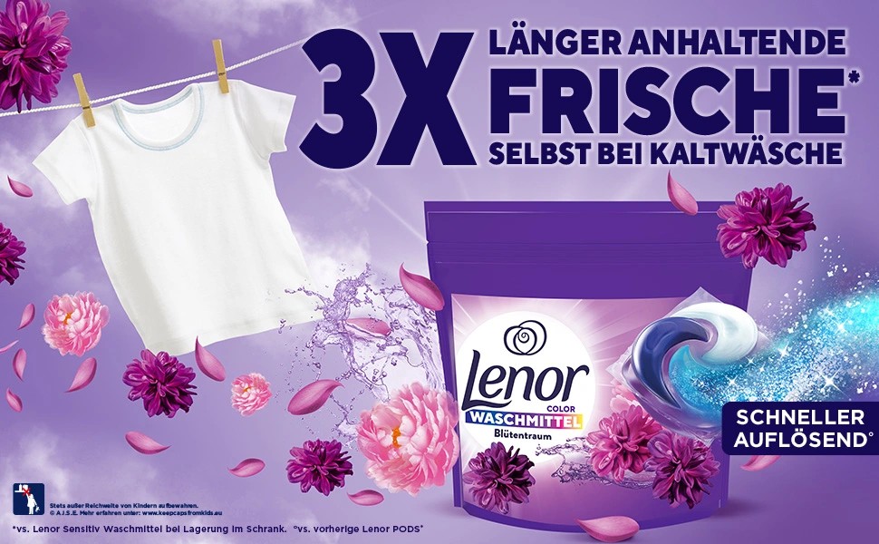 Капсули для прання Lenor Pods Amethyst Blütentraum, 76 шт, для пральної машини