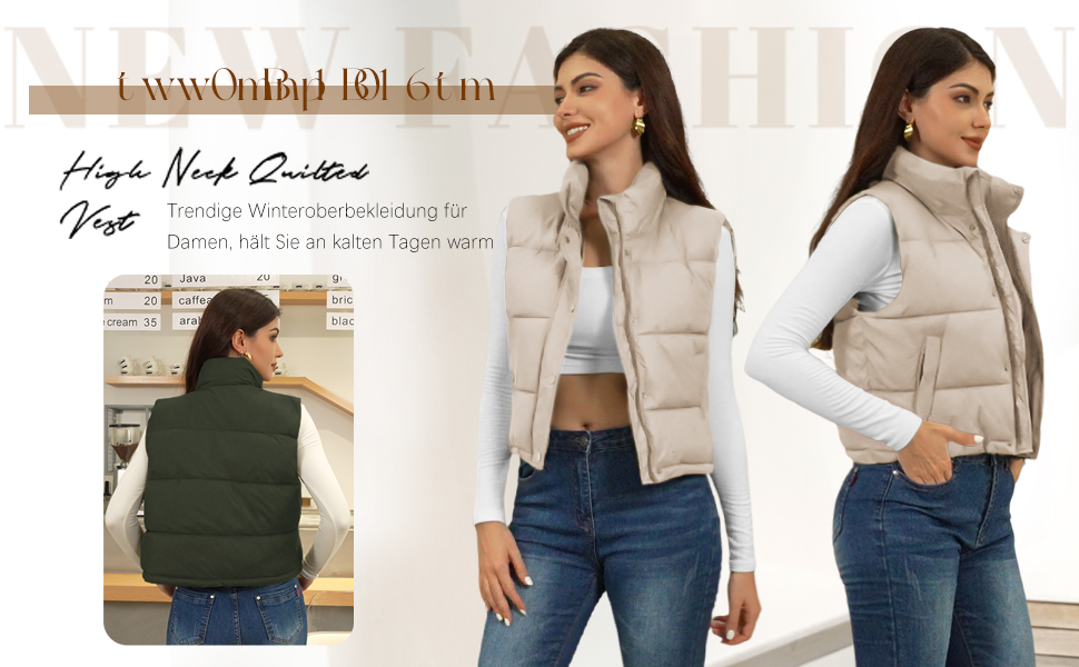 Жіноча жилетка Fengbay Reitweste: безрукавна, з коміром-стійкою, легка, стьобана, утеплена, для осені та зими, кольоро хакі, розмір M