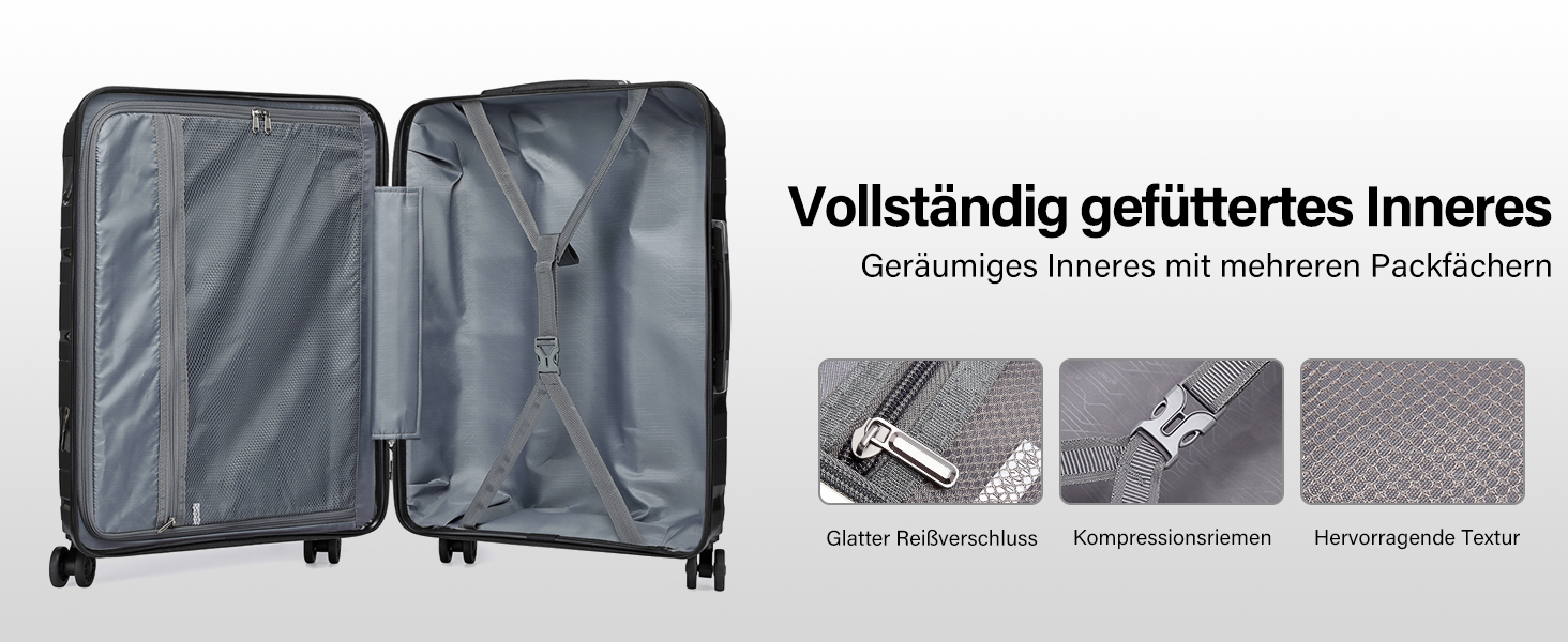 Набір валіз KONO 2 шт: велика валіза-тролі (56 см) + косметичка з поліпропілену, з 4 колесами та TSA-замком (кремовий білий)