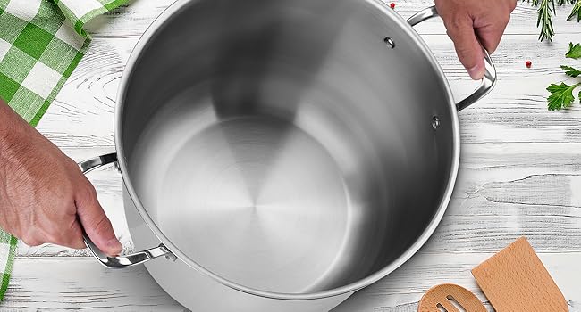 Каструля NutriChef 40 см, 14 л, з кришкою, нержавіюча сталь, для індукції, газу, електро, посудомийної машини, супова, для великих об'ємів