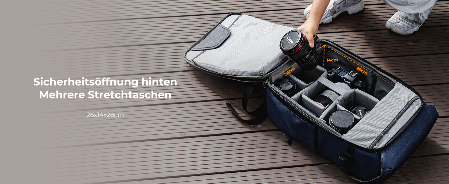 Рюкзак для камери K&F Concept Rolltop 20L: водонепроникний, для Canon, Nikon, Sony, Fujifilm, Olympus, з відділенням для ноутбука 15.6 дюймів (сірий/зелений)