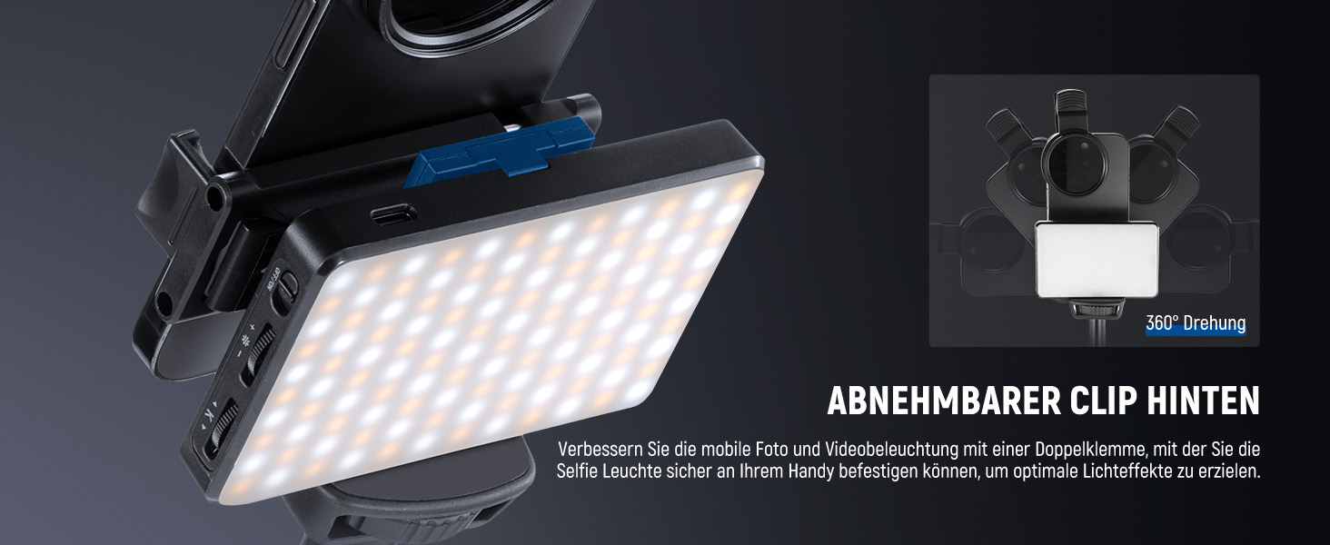 NEEWER BL120B Набір світла для селфі та татуювань LED, сумісний з iPhone, кліп-он CPL фільтр, штатив, тримач для телефону, заповнююче світло, видаляє відблиски для фотографії, відео, їжі, ювелірних виробів