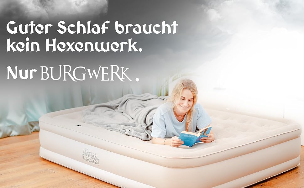 Надувне ліжко для 2 осіб [3-в-1 система] | Елегантне гостьове та кемпінгове ліжко | Надувна матрац з електропомпою 150x200 | Самостійно надувна повітряна матрац для 2 осіб, бежевий