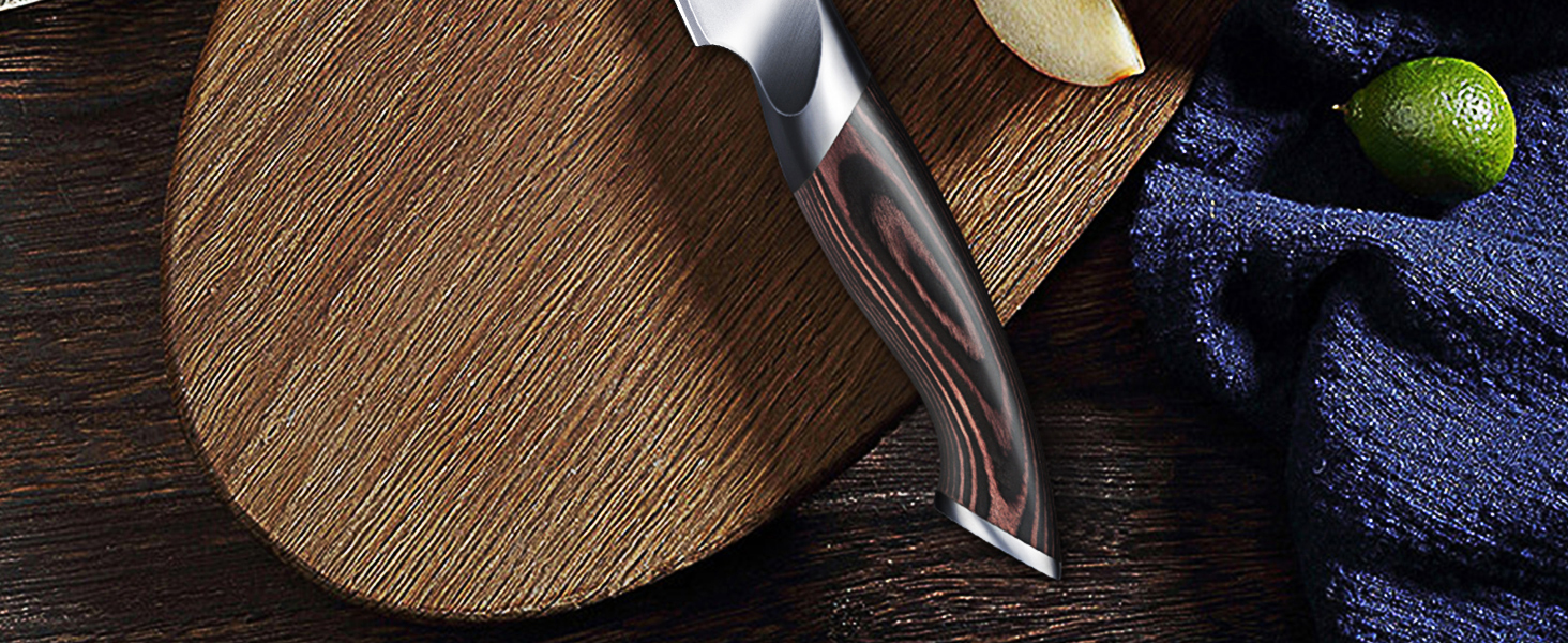 Ніж для чищення HOSHANHO 10 см, професійний ніж для фруктів та овочів, кухонний ніж з високоякісної нержавіючої сталі, ергономічна ручка з гострим лезом, срібний