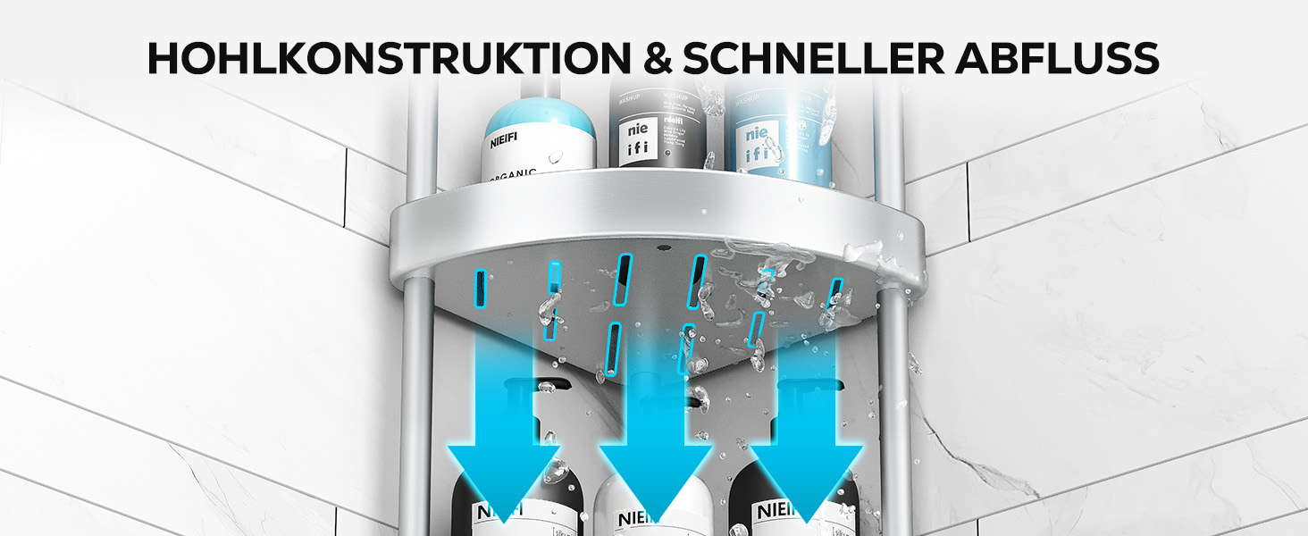 Поличка для душу Nieifi без свердління, кутова, з нержавіючої сталі, 4 яруси, чорна, для ванної кімнати та душу