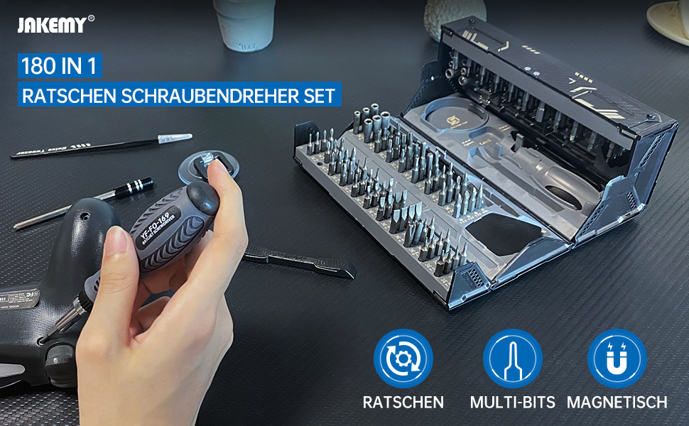 Електрична викрутка JAKEMY 180 в 1 з 3 режимами, набір для дрібної механіки, моделювання, ремонту ноутбуків, телефонів, годинників, окулярів. Моделі Fo167, Fo169