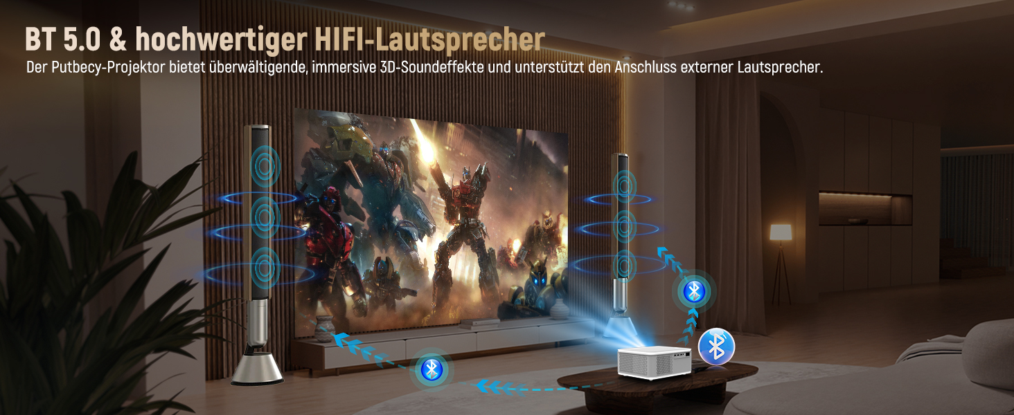 Портативний проєктор Mini Beamer 4K/1080p з Wi-Fi 6 та Bluetooth 5.4. Підтримка Auto Keystone, 200-дюймовий екран, сумісний з ноутбуками, смартфонами та TV (сірий)