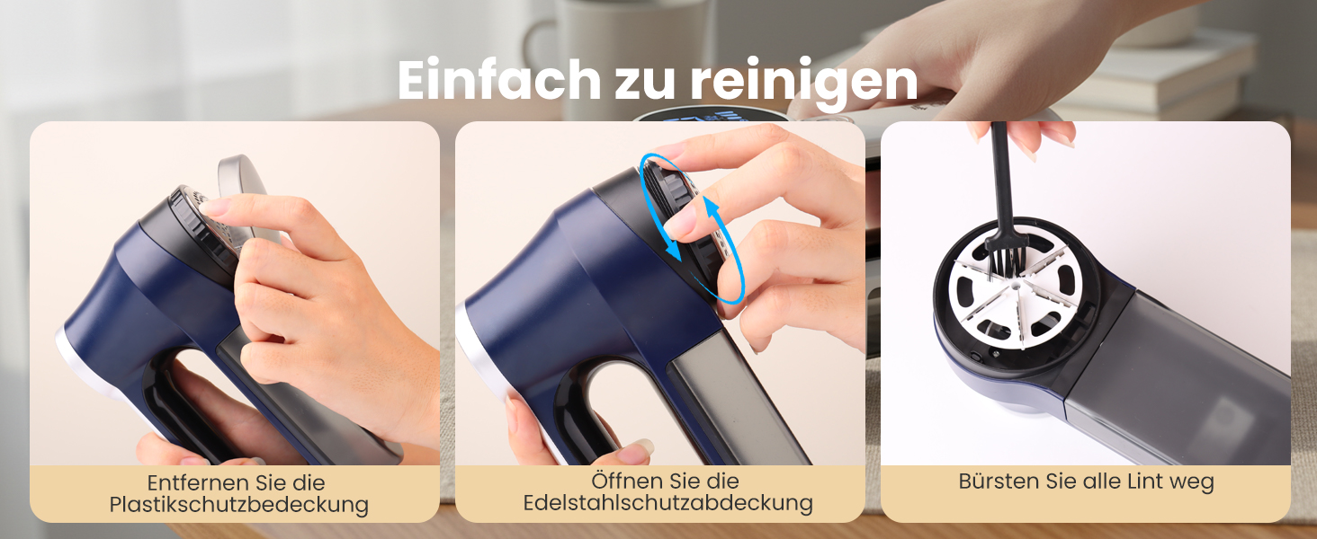 Електричний видалення ворсу CuieTuee з LED, USB-зарядкою, 3 швидкості, 2000mAh, для одягу (Navy Blue)
