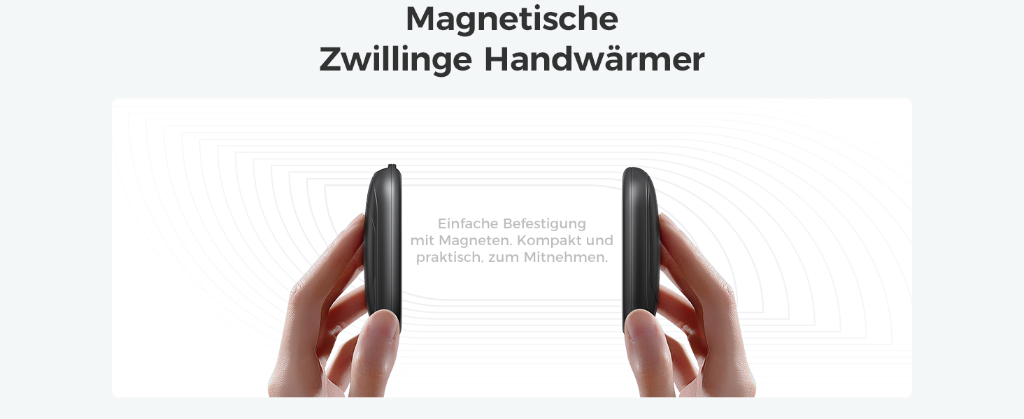 Електричні грілки для рук OCOOPA 2 шт. з магнітом, 5000mAh, 3 режими нагріву, компактні, для рукавичок, зима, подарунок
