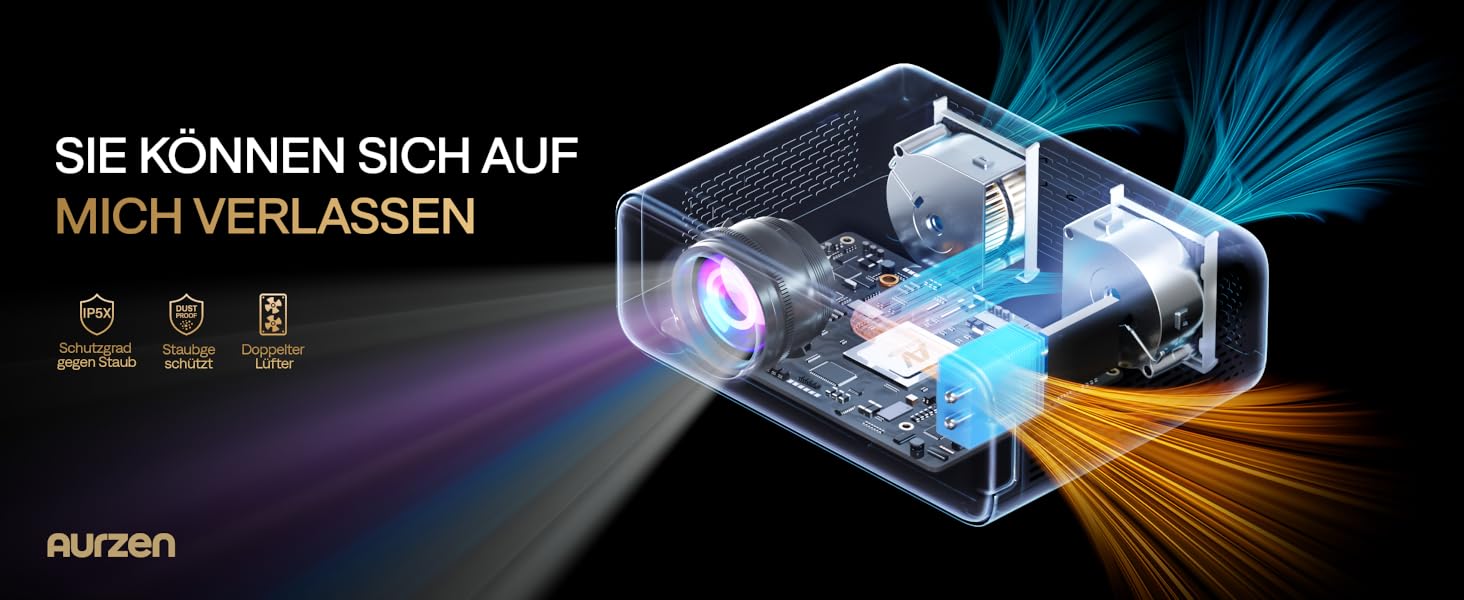 Aurzen Eazze D1 Smart Beamer: 4K проєктор для дому, Wi-Fi, Bluetooth, Netflix, Dolby Audio, автофокус, корекція трапеції, Mini проєктор, білий