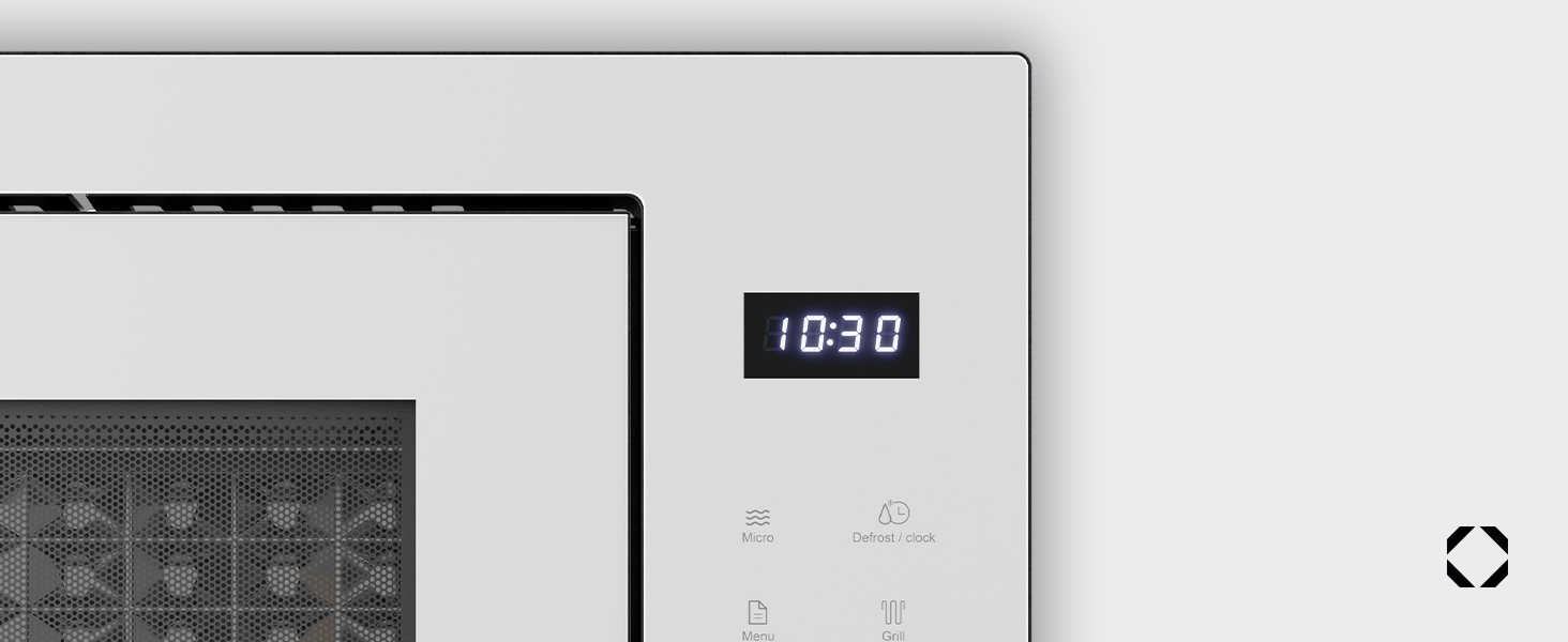 Вбудована мікрохвильова піч Klarstein Velaire 60 см з грилем – 25L, 850W, 8 програм, сенсорне управління, нержавіюча сталь, таймер, білий колір