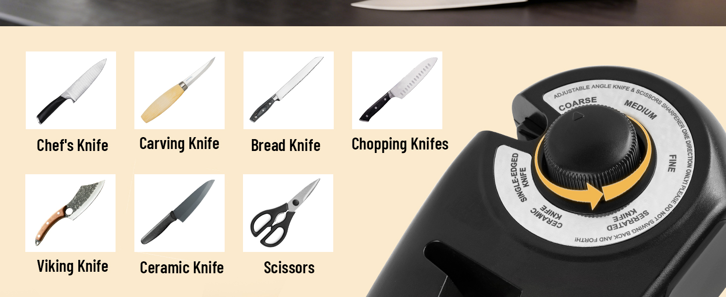 Точилка для ножів Messerschärfer Profi 7-in-1: 7 функцій для ножів та ножиць, керамічна точилка, чорний колір