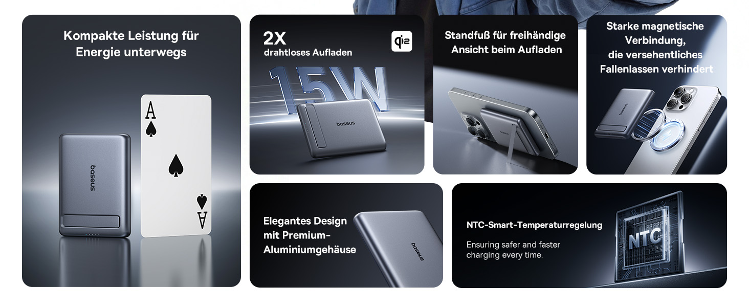 Power Bank Baseus Mini MagSafe 5000mAh з MagSafe, PD 20W, Qi2, сірий колір