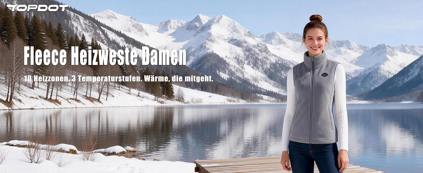 Обогреваемый жилет Topdot Daen Fleece с Powerbank 7.4V 16000mAh, 10 зон обігріву, 3 температурні режими, для катання на велосипеді, кемпінгу та outdoor-роботи (Сірий, L)