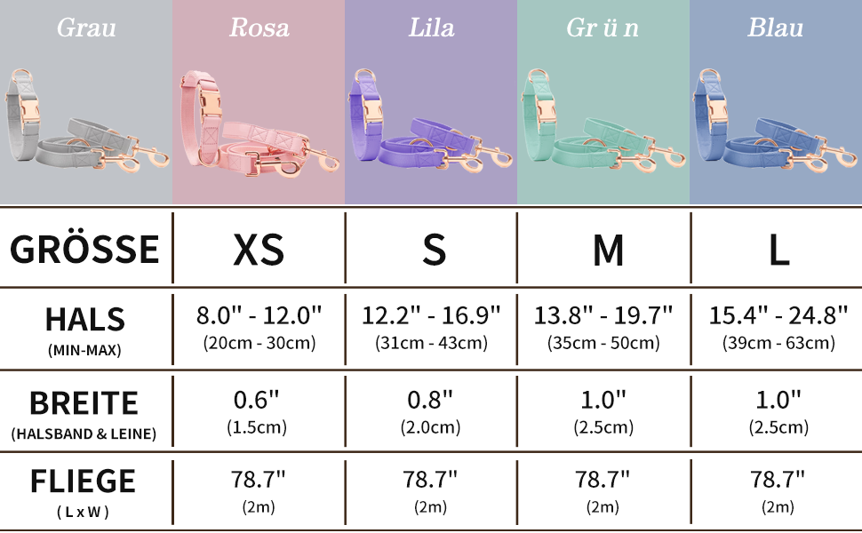 Набір собачий: повід та нашийник з м'якої шкіри (2м) - регульований повід, стильна рожева металева застібка та нейлонові повідки для цуценят, собак маленьких, середніх та великих порід, сірий колір, S (обхват шиї 31-43 см, ширина 2 см), сірий
