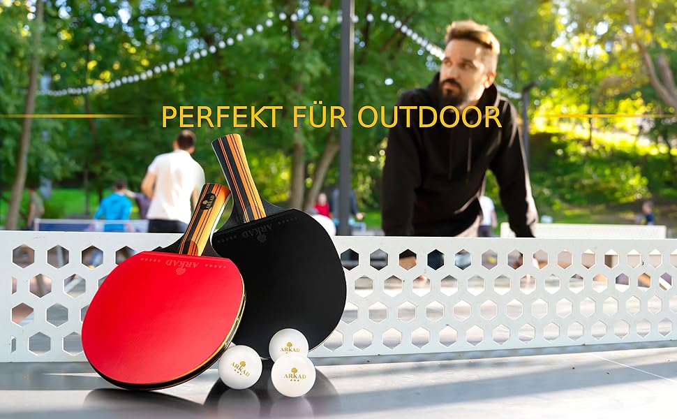 ARKAD Premium Table Tennis Set - Complete Table Tennis Racket Set with High-Quality Balls & Case - 2 Racket Performance Set