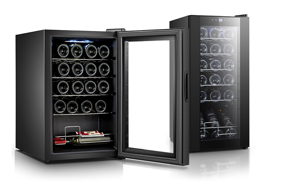 Витримайте вино з комфортом: Витриманий винний холодильник HEINRICHS 50L (18 пляшок) з LED-підсвіткою та сенсорним керуванням