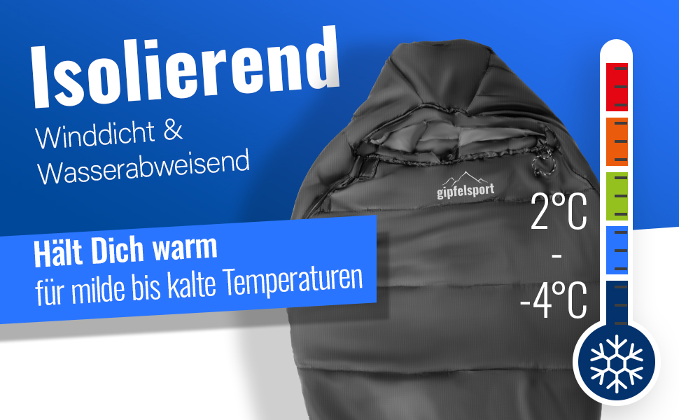 Сплячий мішок Gipfelsport Ultraleicht 4 сезони [-20°C до 15°C] | Чорний, ультралегкий, для трекінгу, кемпінгу та подорожей