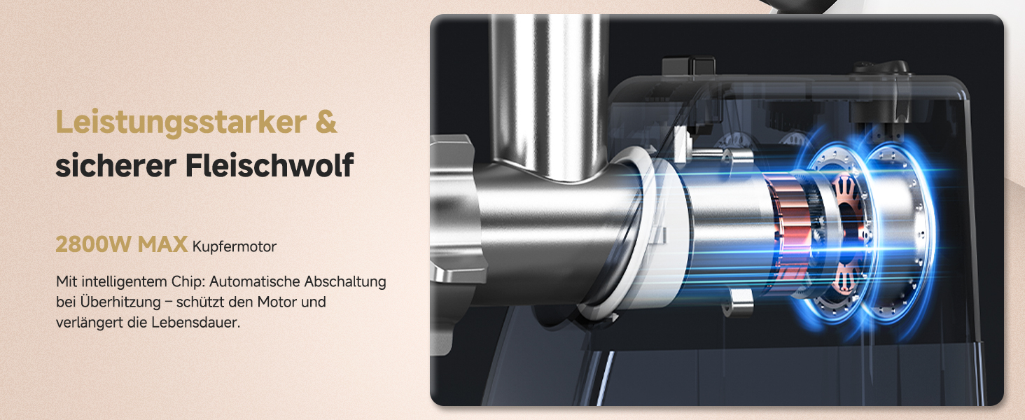 М'ясорубка електрична AMZCHEF для дому з 3 насадками, пристроєм для ковбас та набором для куббе | Ідеально для фаршу, ковбасок та домашньої кухні (біла)