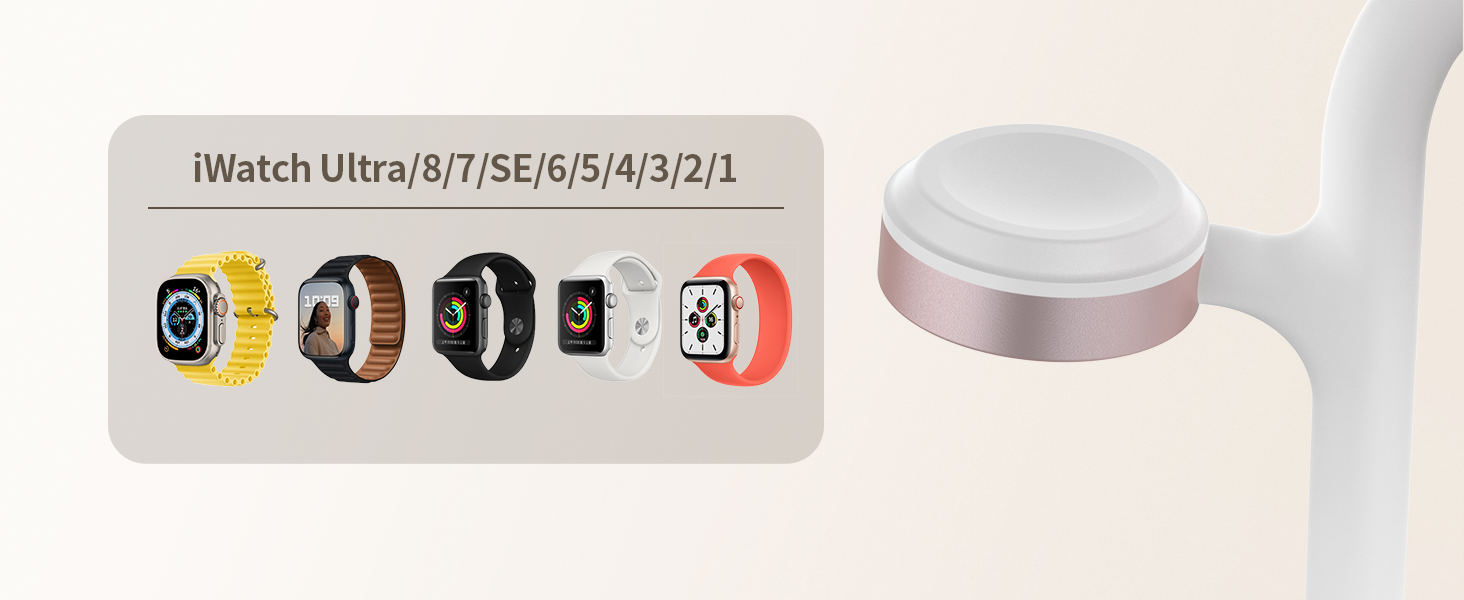 База для бездротової зарядки 3-в-1: iPhone, iWatch, AirPods. 15W, MagSafe, рожеве золото