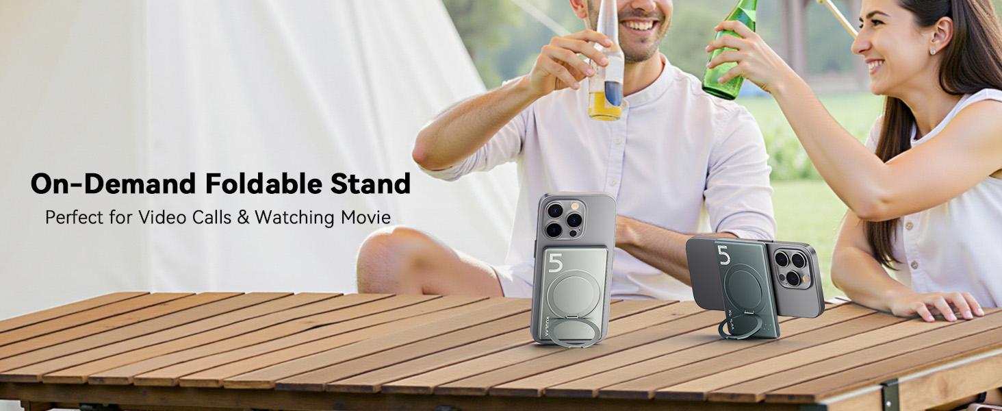 Power Bank Kuulaa MagSafe 5000mAh з бездротовою зарядкою та USB-C, для iPhone 17/16/15/14/13/12, сірий колір