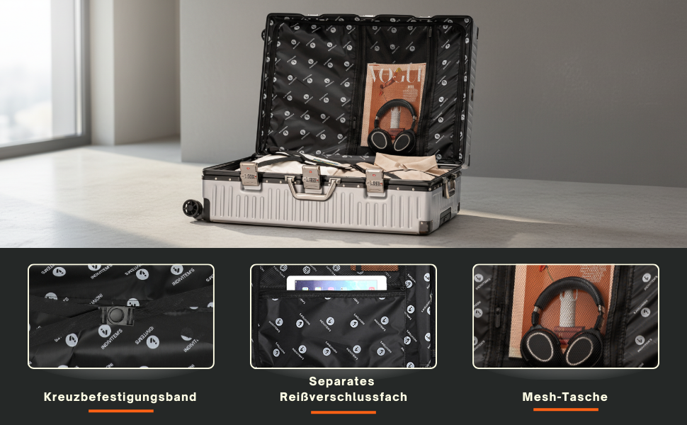 Алюмінієвий валіза It'Go M з жорсткою конструкцією, 4 колеса, ручна поклажа, срібний колір