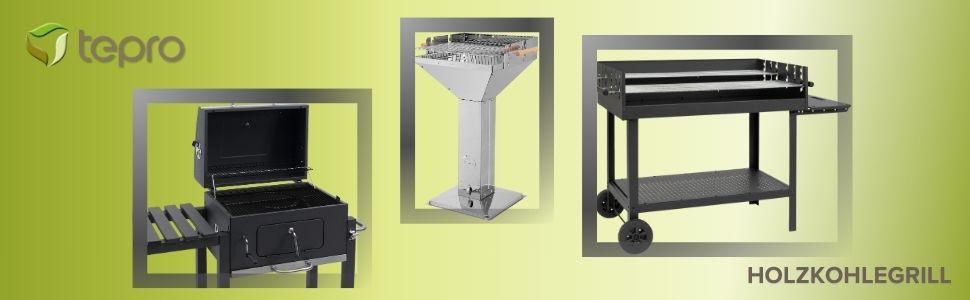 Гриль-колона для вугілля tepro Vista з нержавіючої сталі, з вентиляцією та зручною висотою роботи, 61,5x48x90,5 см
