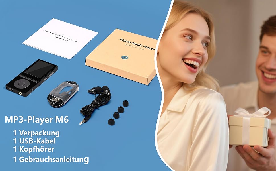 MP3 плеєр 64GB Bluetooth 5.3 з динаміком, HiFi звук, диктофон, E-book, чорний