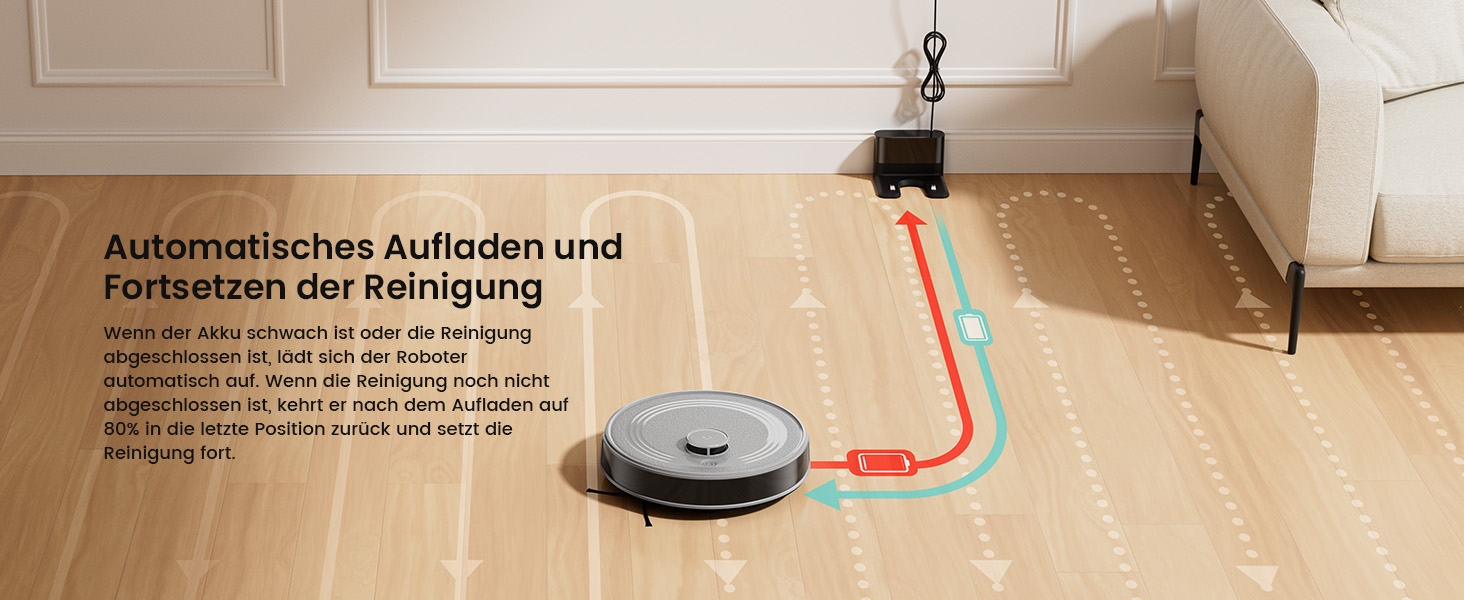 Робот-пилосос LEFANT M2 з функцією миття підлоги, 6000Pa, LiDAR-навігація, зони заборони, керування через додаток/Alexa, ідеальний для шерсті тварин, килимів та твердих підлог M2G