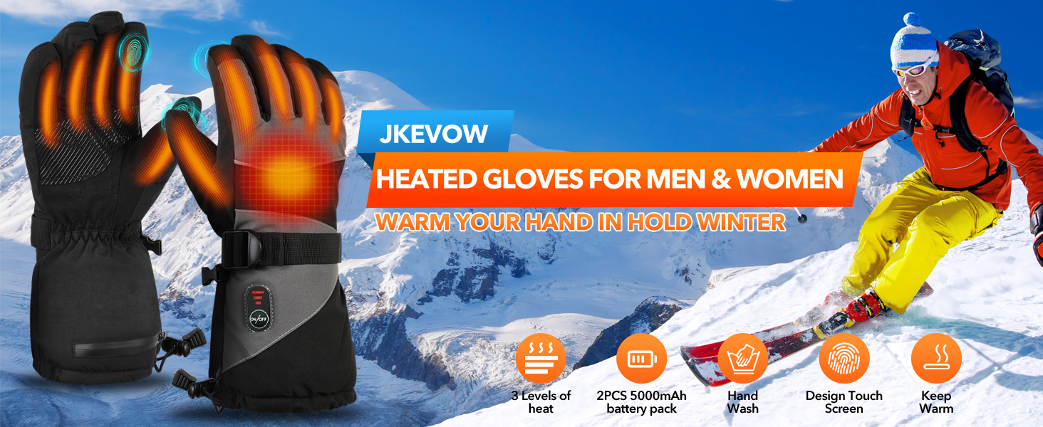 Гріючі рукавички для чоловіків та жінок з акумулятором 5V 5000mAh, 3 режими нагріву, для мотоциклів, велосипедів, катання на лижах