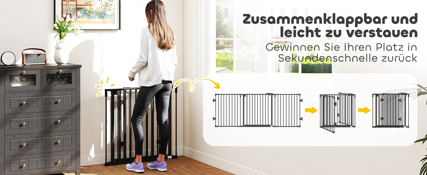 Захисне ґратка для собак PawHut - відбійник для дому, 3 панелі, чорний (202.5 x 76 см)